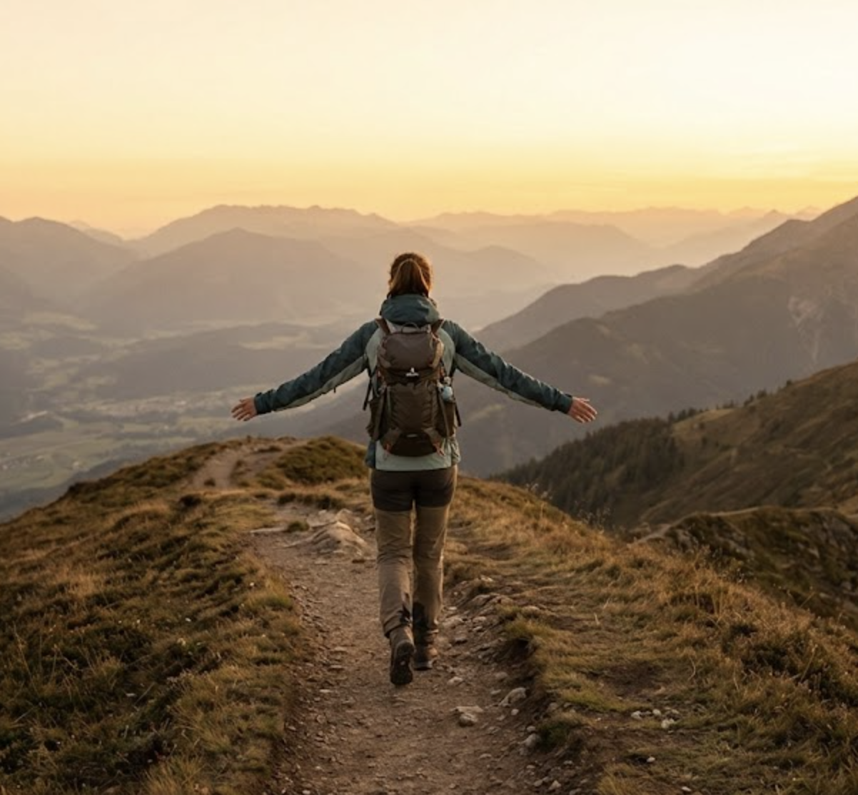 Hiker at mountain top